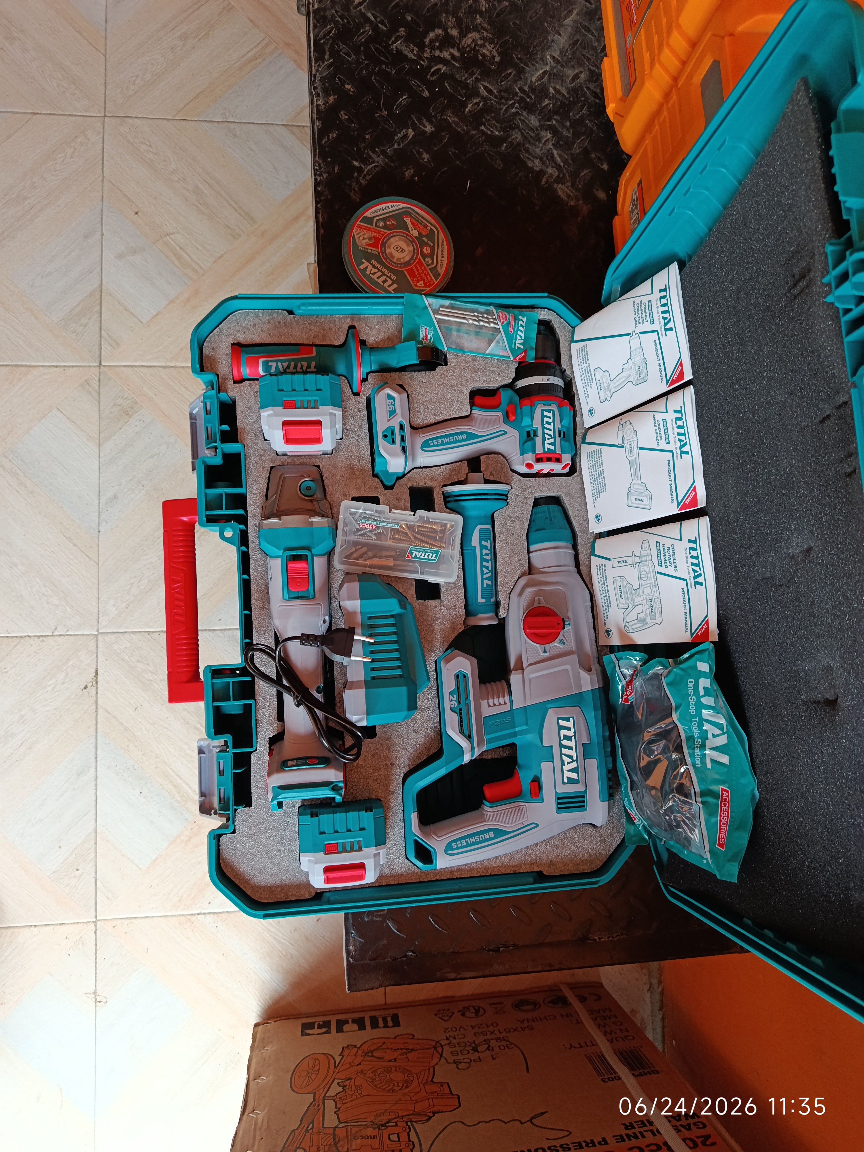 TOTAL 20V Lithium-Ion 3-Piece Cordless Brushless Combo Kit