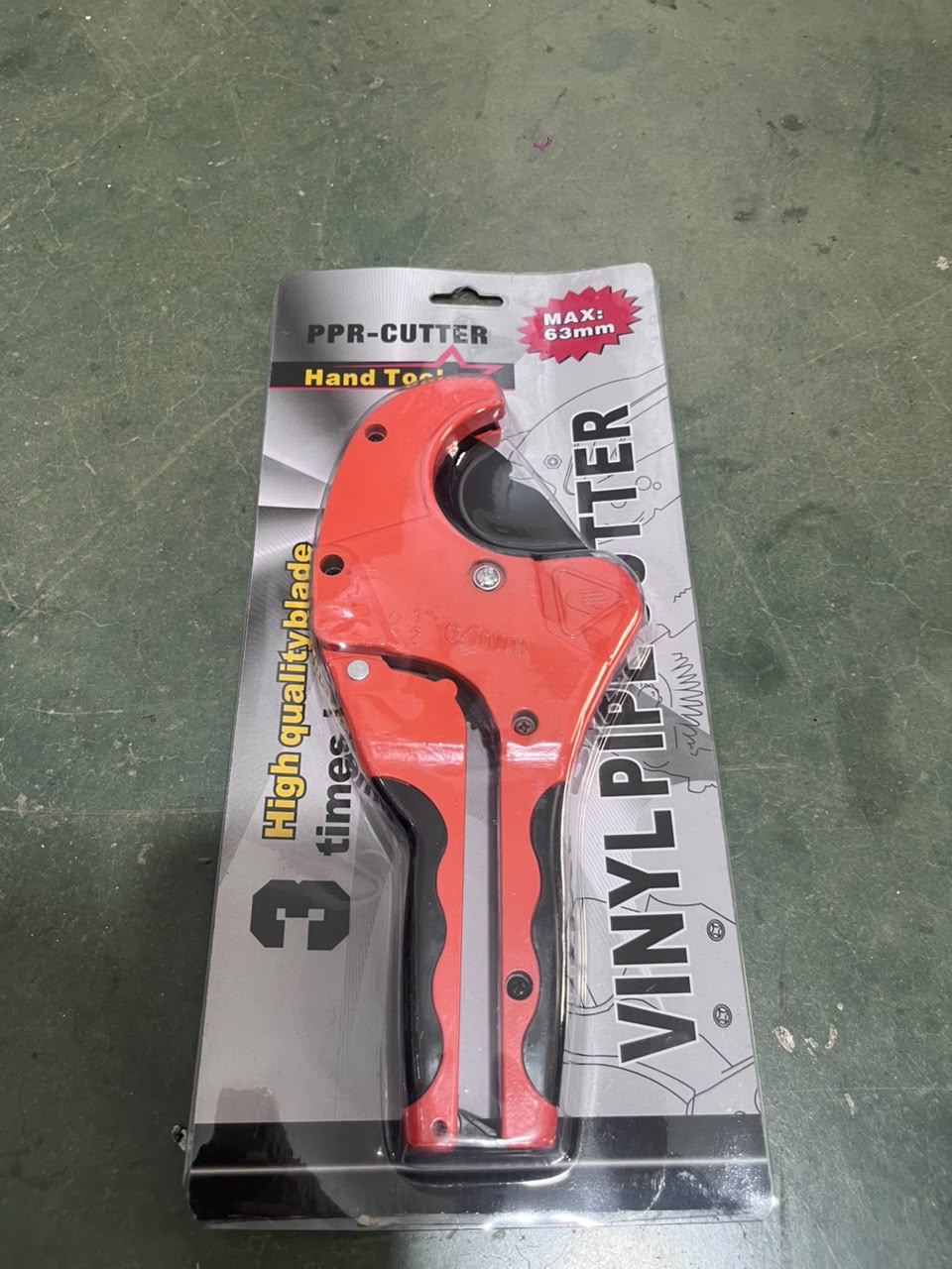 Heavy-Duty Ratcheting PPR/Vinyl Pipe Cutter (Max: 63mm).
